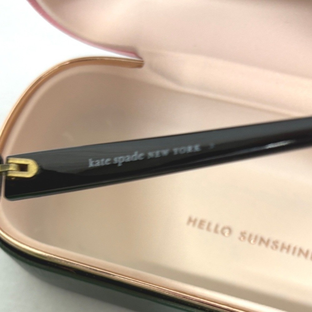 kate spade Black Cat Eye Sunglasses with Pink Case and Green Pouch - Picture 3 of 8